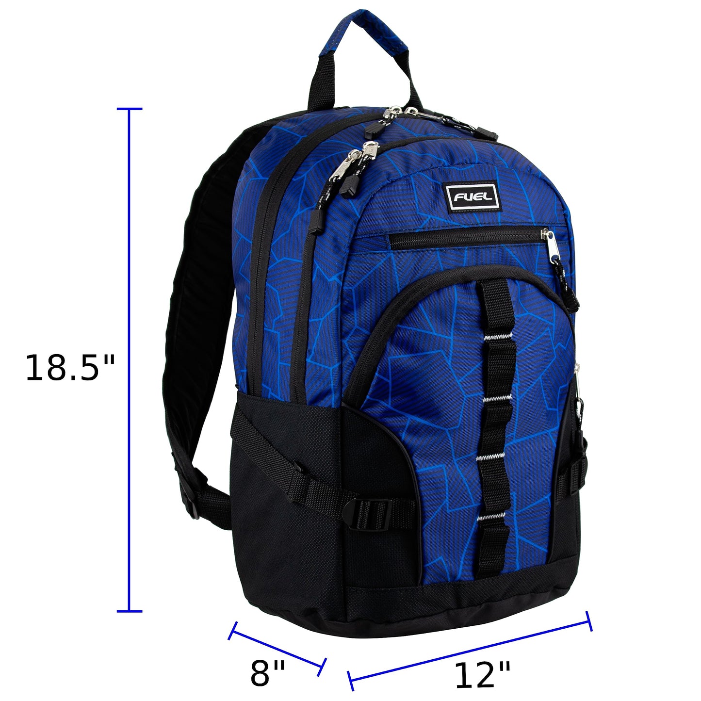 FUEL Hiking Laptop Backpack, College Bookbag, Travel Daypack with 5 Compartments, Dynamo Tech Pocket, 18.5 Inches, Geometric Cracks