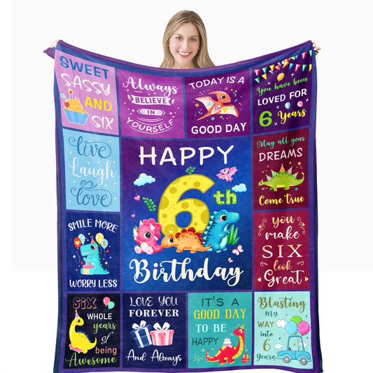 Puzopal 6 Year Old Girl Birthday Gift, Gifts for 6 Year Old Girl Boys, 6 Year Old Girl Boy Gifts Ideas, Birthday Gifts for 6 Year Old Girls Boy Blanket 40"X50", Six Year Old Girl Boy Birthday Gifts