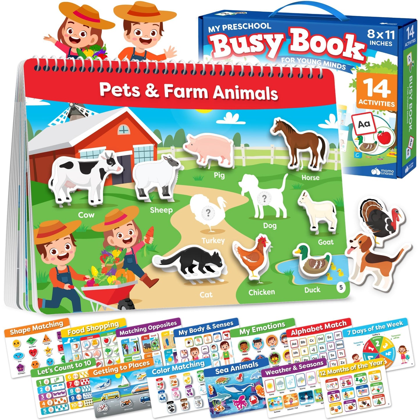 Montessori Preschool Busy Book for Toddlers Ages 3 and Up - Preassembled - Preschool Learning Activities Homeschool Montessori Toys - Easter Gifts for 3 Year Old Boys - 4 Year Old Girl Birthday Gifts