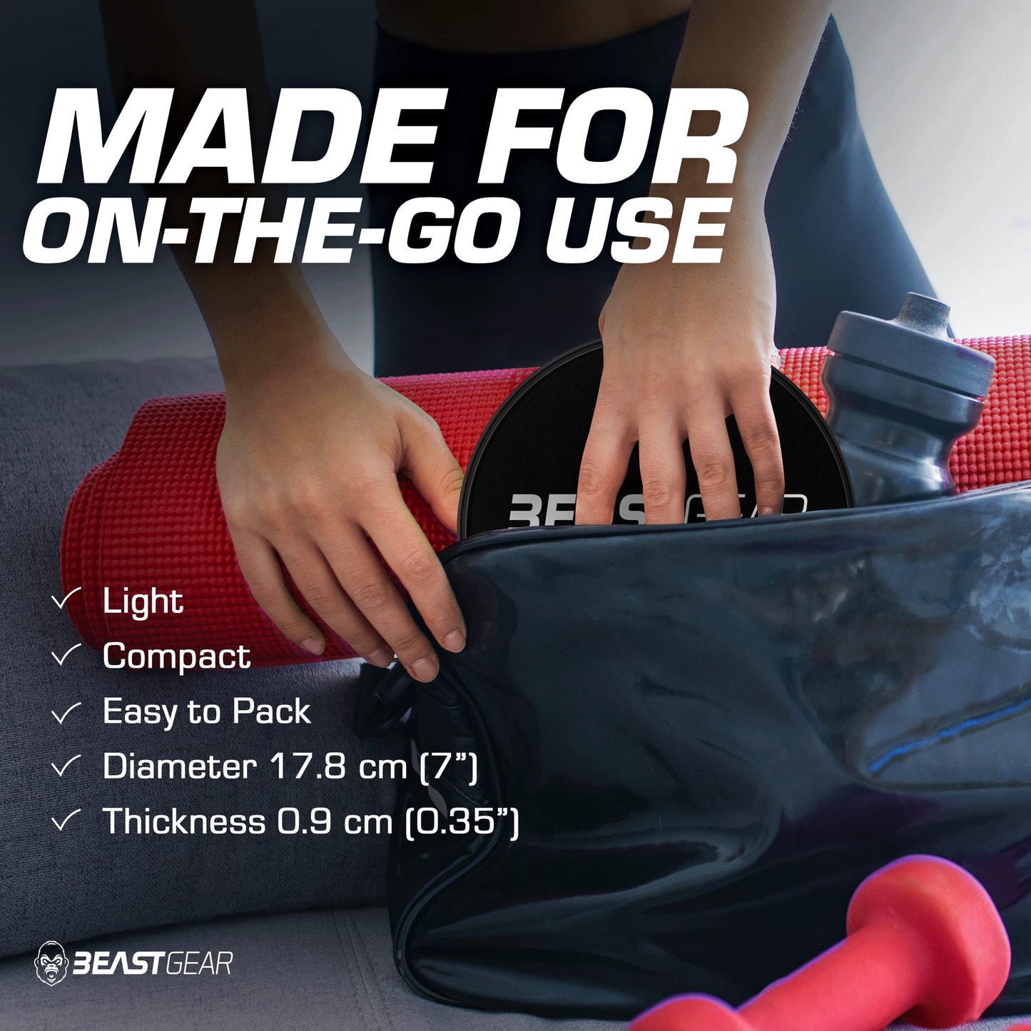 Beast Gear Core Sliders for Working Out Double Sided for Using on Hard and Soft Floors Gliding Discs for Abdominal Exercises Fitness Equipment for Man and Woman