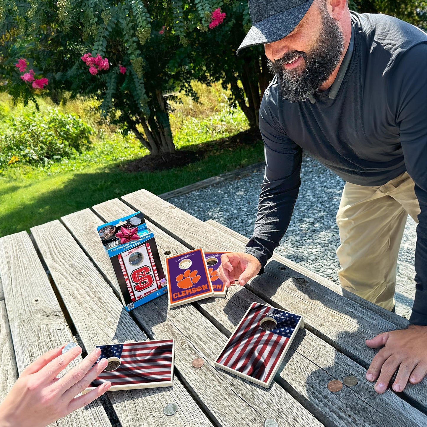 Coinhole Mini Cornhole Game Set | Officially Licensed College Texas Tech University Tabletop Cornhole Boards | Includes Coins for Game Play