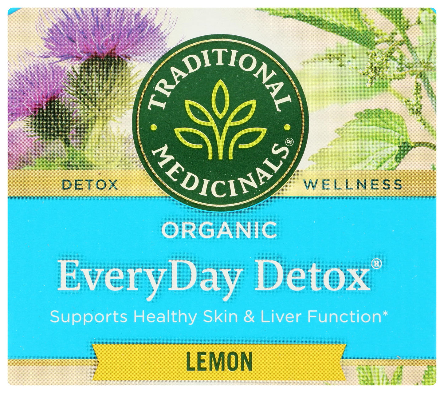 Traditional Medicinals Organic EveryDay Detox Lemon Herbal Tea, Supports Healthy Skin & Liver Function, (Pack of 1) - 16 Tea Bags