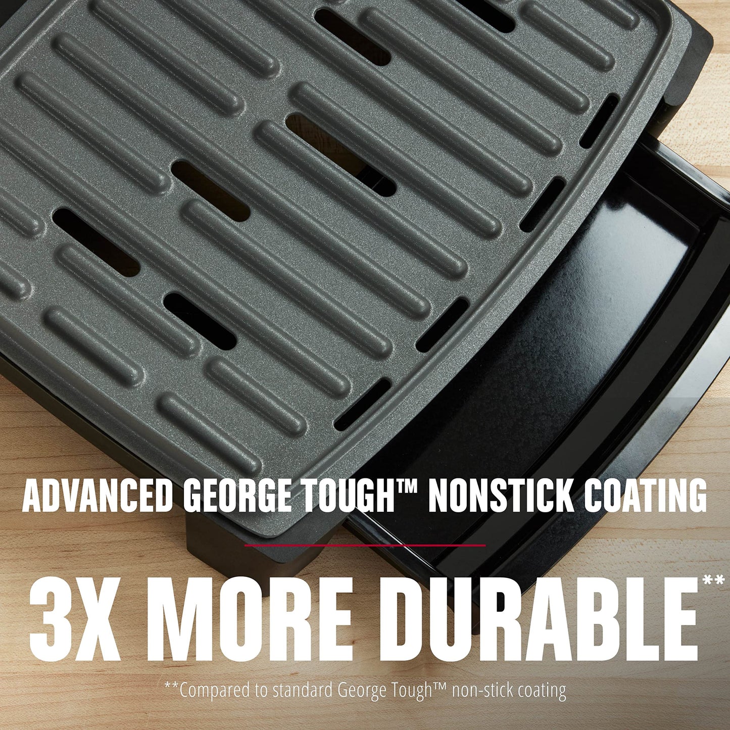 George Foreman® Fully Submersible™ Grill, NEW Dishwasher Safe, Wash the Entire Grill, Easy-to-Clean Nonstick, Black/Grey
